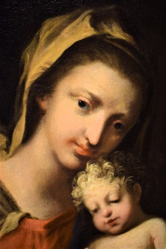 Vierge à l'Enfant avec le petit Saint Jean - Atelier Jacopo AmigonI (1682-1752) - Louis XIV